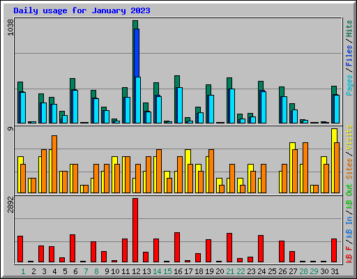 Daily usage for January 2023