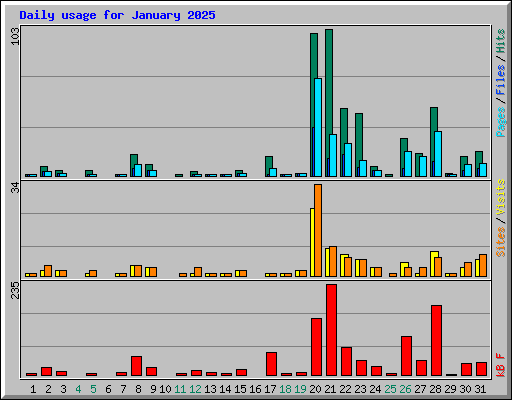 Daily usage for January 2025