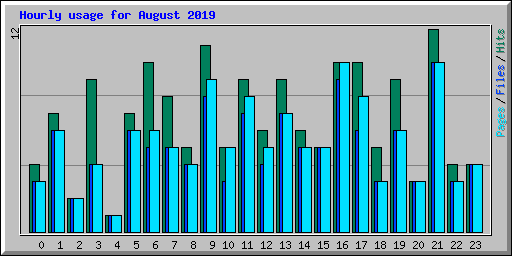 Hourly usage for August 2019
