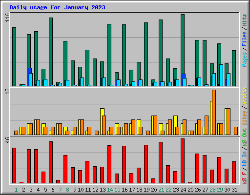 Daily usage for January 2023