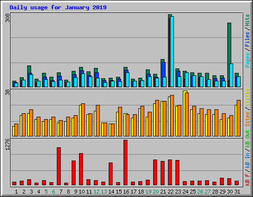 Daily usage for January 2019