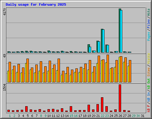 Daily usage for February 2025