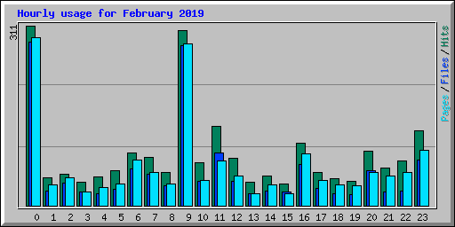 Hourly usage for February 2019