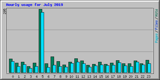 Hourly usage for July 2019