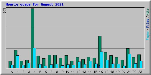 Hourly usage for August 2021