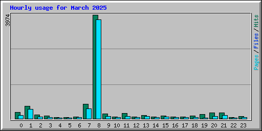 Hourly usage for March 2025